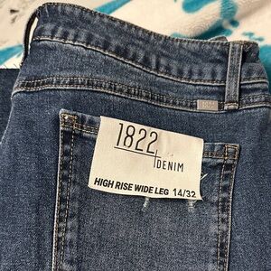 1822 Denim Blue High Rise Wide Leg Jeans 32/14w